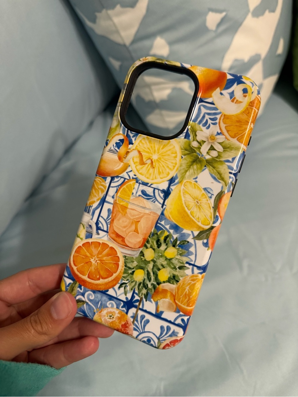 iPhone 15 Pro Max Fruit Pattern Protective Phone Case - Yellow & Orange
